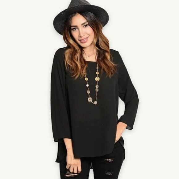 *Clearance* True Light Black Chiffon Blouse - Picture 2 of 3